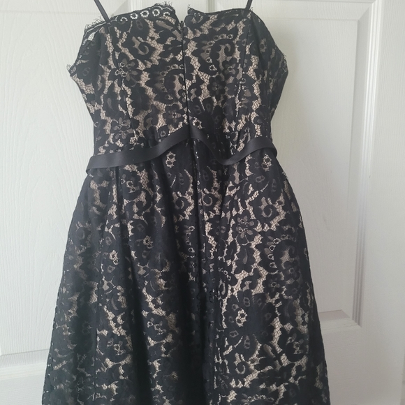 Chantilly Lace Black/Fleshtone Little Black dress PERFECT NYE PARTY DRESS - Picture 2 of 4